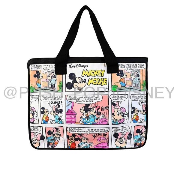DISNEY Parks Mickey and Minnie retro style comic Cartoon Tote Travel day bag - Picture 1 of 3
